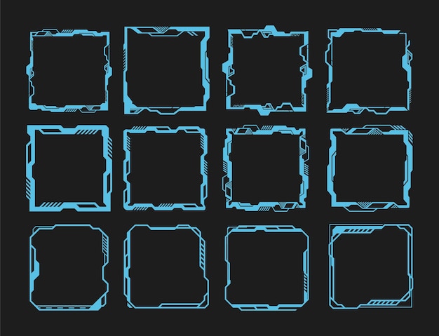 Futuristic frame hud set