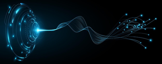 Futuristic HUD circle with glowing neural connectors into cyberspace Big Data Analysis Digital scifi element UI and GUI design Vector illustration EPS 10