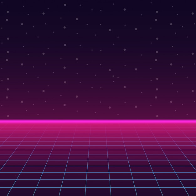 Futuristic Landscape With Styled Laser Grid.
