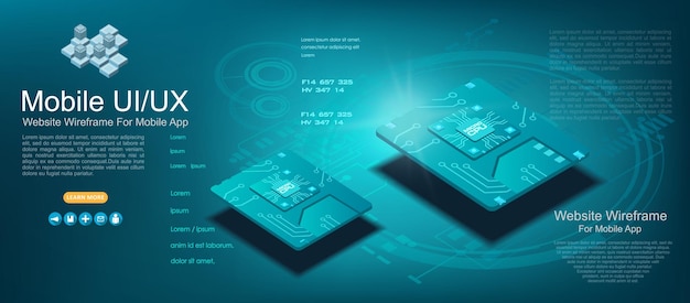 Futuristic microchip processor in isometric view The concept of technology development of mobile sim cards Futuristic microprocessor background with SIM card slot