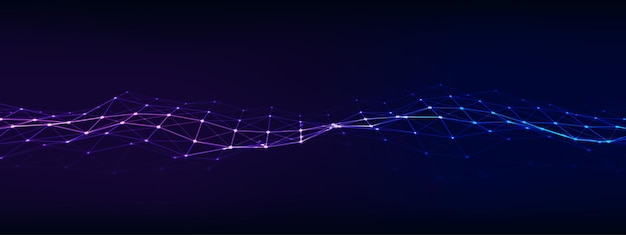 Futuristic moving wave Digital background with moving glowing particles and lines Big data visualization Vector illustration