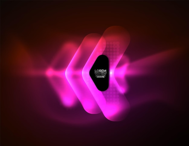 Futuristic neon glowing arrows techno background abstract 3d technology lines Transparent direction shapes on color backdrop Geometric minimal abstract background with light effects