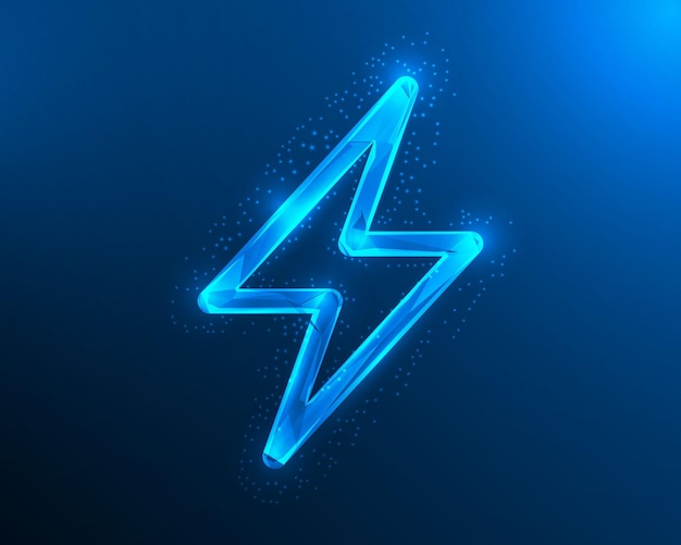 futuristic neon lightning bolt digital energy icon glowing electric power cyber tech spark ai symbol
