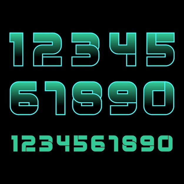 Futuristic Neon Number Font