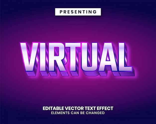 Futuristic purple silver glossy metallic style editable text effect