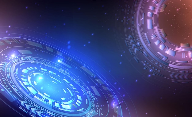Futuristic scifi background Blue neon hologram portals with light flares and sparkles