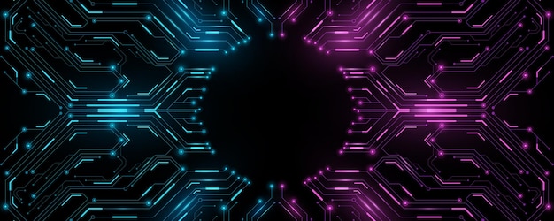 futuristic scifi banner with glowing circuit board hitech cpu panel with light effects modern technology cover design vector illustration