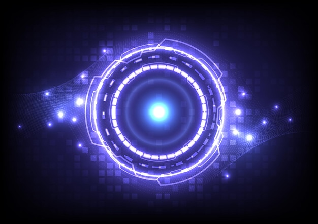 Futuristic SciFi glowing HUD user Digital infographic frame Abstract hologram hitech background Virtual reality technology electric innovation Circuit board interface