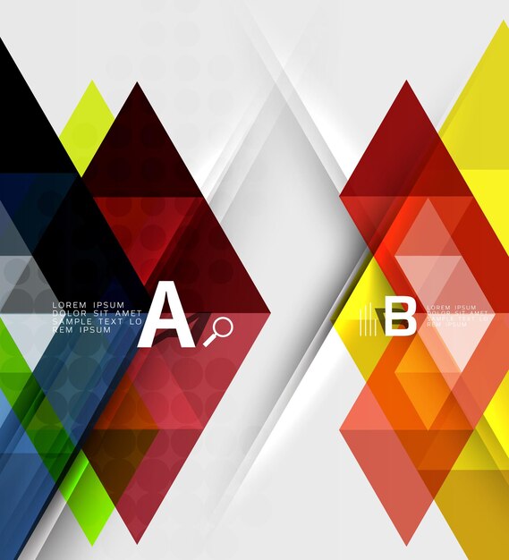 Futuristic triangle tile background with options Vector template background for workflow layout diagram number options or web design