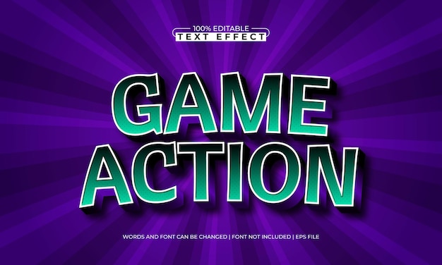 game action editable text effect with a kick and game text style
