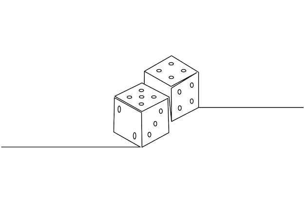 Game dice continuous one line drawing simple outline vector icon