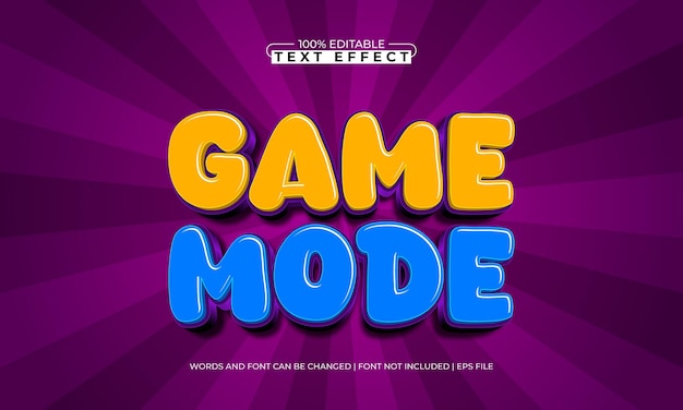 game mode editable text effect with a game and play text style
