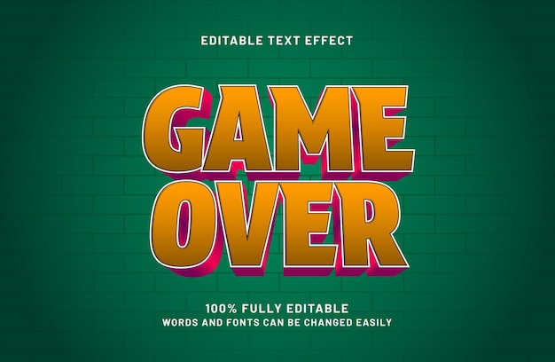 game over 3d editable text effect