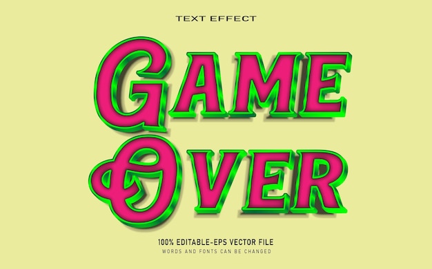 game over 3d text effect luxury editable text effect style