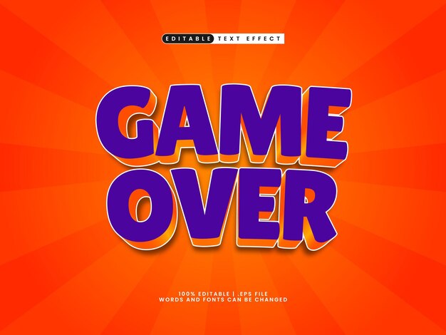 game over editable text effect in game and kids text style