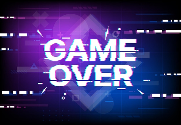 Game over screen glitch background vintage poster