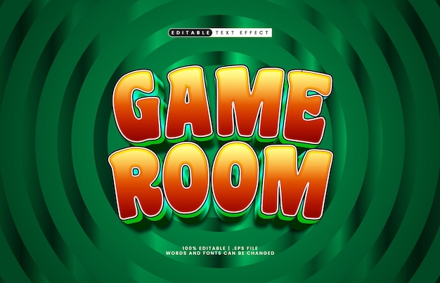 game room editable text effect with a play and kids text style