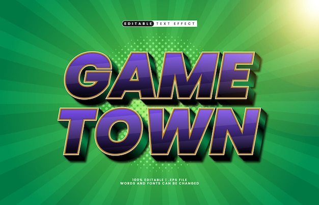 game town editable text effect with a kids and game text effect