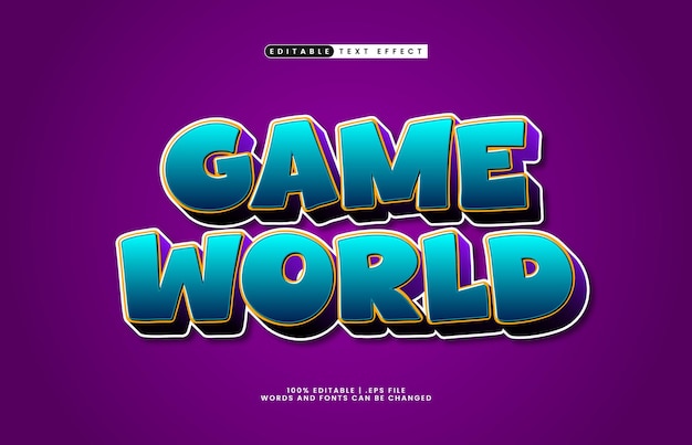 game world editable text effect with a kids and play text style