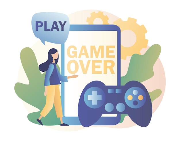 Gaming concept People gamers playing online video game Modern flat cartoon style Vector illustration on white background