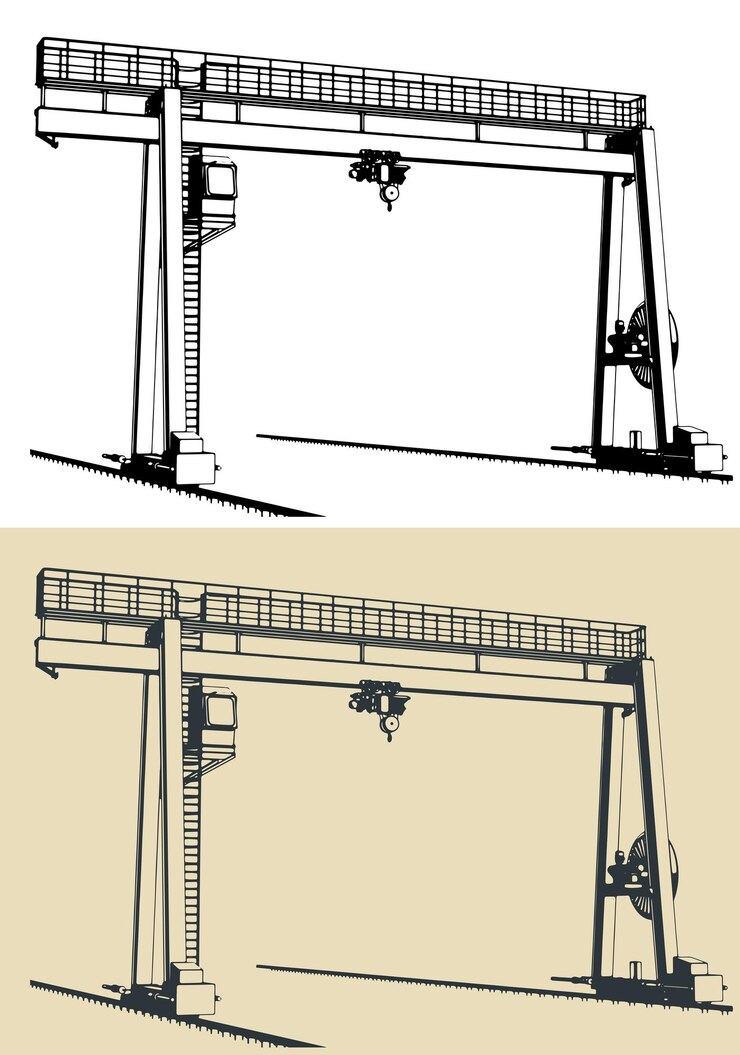 Vector gantry crane illustrations