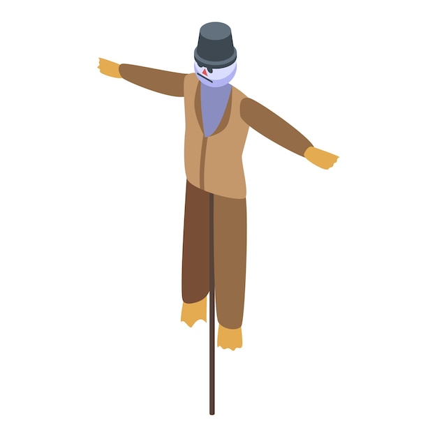 Garden scarecrow icon Isometric of garden scarecrow vector icon for web design isolated on white background