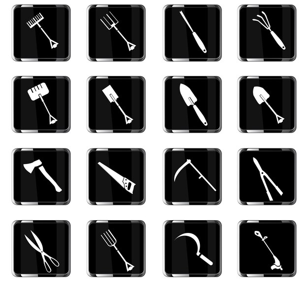 garden tools vector icons for user interface design