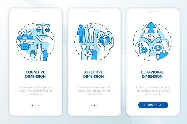 GCED domains of learning blue onboarding mobile app screen