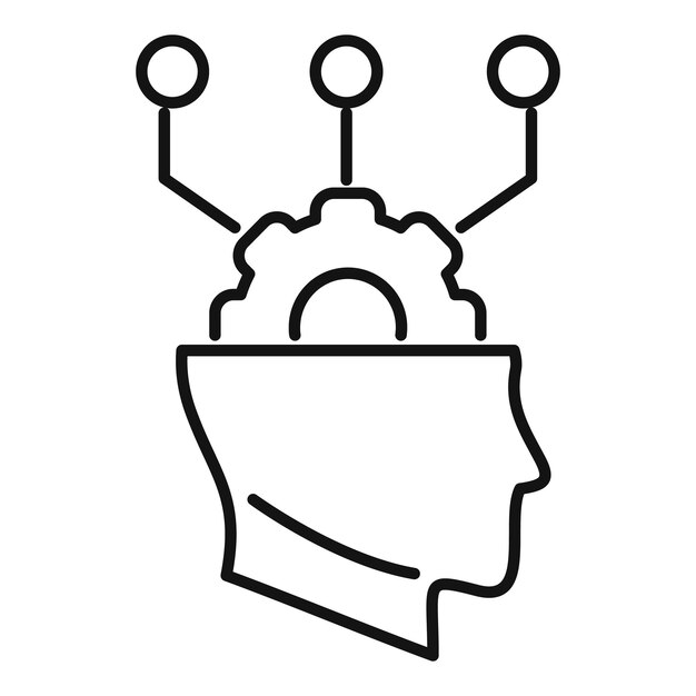 Gear plan wellness icon outline vector Factual plan reason