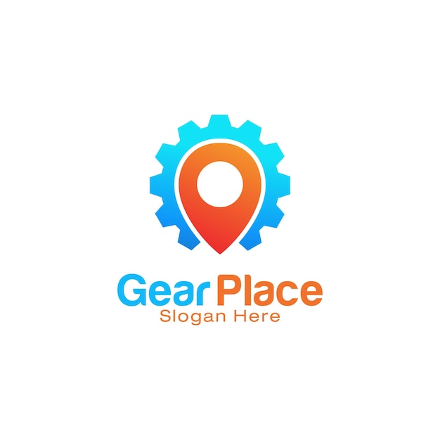 Gear point for repair place logo design template
