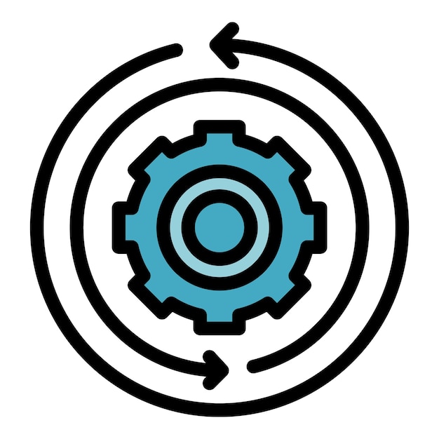 gear system flow icon outline gear system flow vector icon color flat isolated