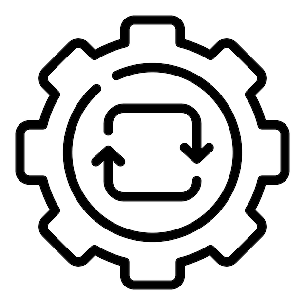 Gear update icon Outline Gear update vector icon for web design isolated on white background