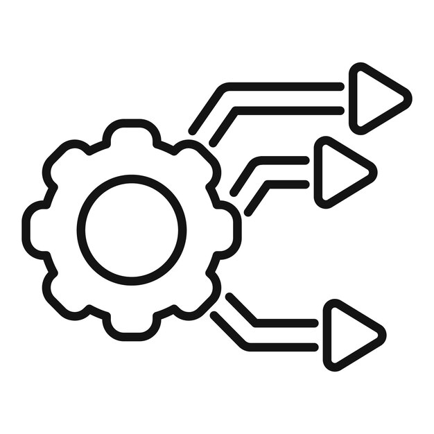 gear wheel connecting with three arrows representing workflow automation