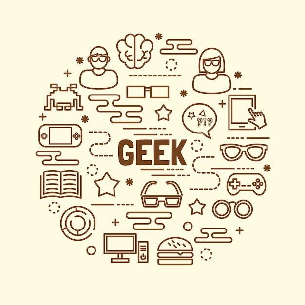 geek minimal thin line icons set