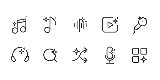Generate media by AI icon AI sparkle star with media symbol Artificial intelligence technology concepts Icon element for app and web Vector illustration