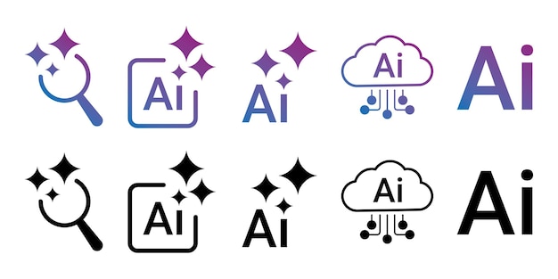 Generative AI logo icon with sparkle star with square button concept of Artificial intelligence and Machine learning for app and web