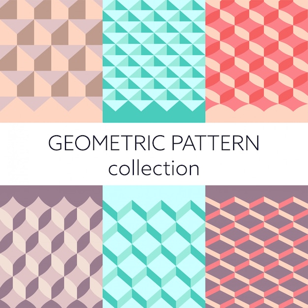 geometric 3d seamless pattern collection vector