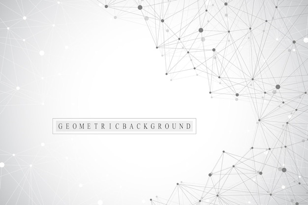 geometric abstract background with connected line and dots network and connection background for your presentation graphic polygonal background scientific vector illustration