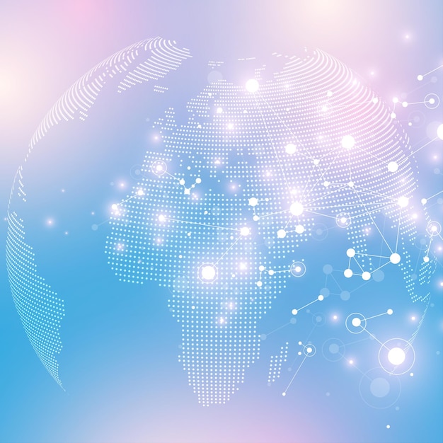 Geometric abstract background with connected line and dots Network and connection background