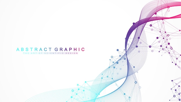 Geometric abstract background with connected lines and dots. Connectivity flow point. Molecule and communication background. Graphic connection background for your design. Vector illustration.