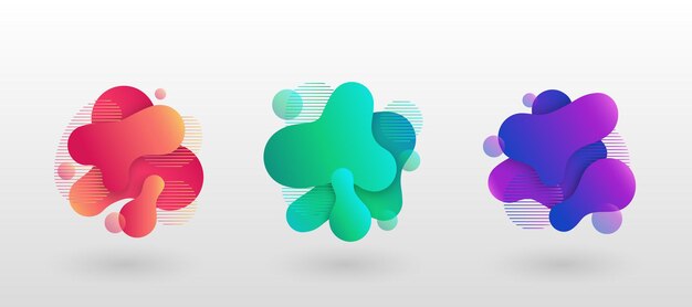 Geometric abstract elements with flowing liquid shapes
