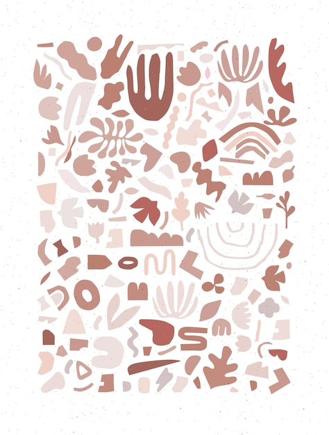 geometric abstract unique handmade shapes drawing in light brown tones