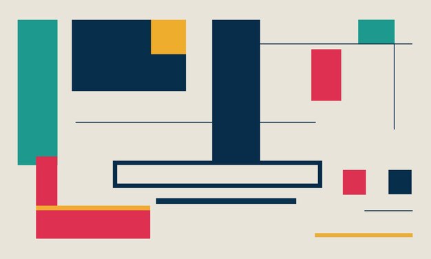 Geometric abstraction with color blocks and lines