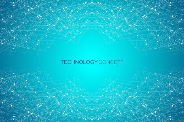geometric connected background lines and dots design vector illustration