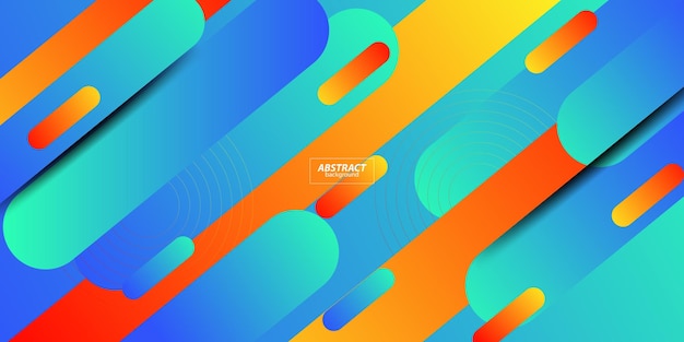 geometric dynamic background with blue and orange rectangles with rounded edges