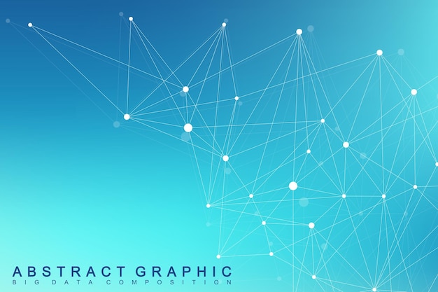 geometric graphic background molecule and communication big data complex with compounds lines plexus minimal array digital data visualization scientific cybernetic vector illustration