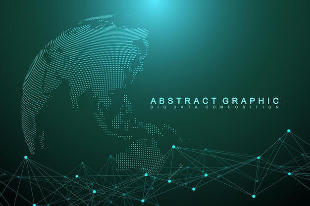Geometric graphic background molecule and communication. Big data complex with compounds. Perspective backdrop. Minimal array. Digital data visualization. Scientific cybernetic vector illustration.