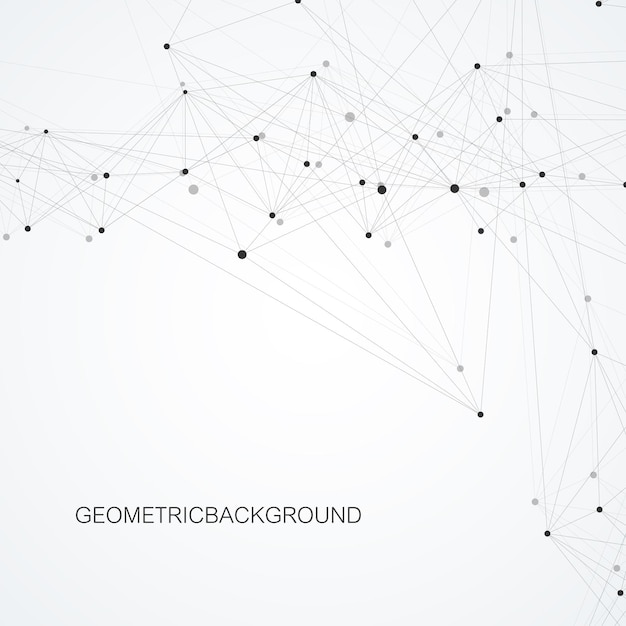 Geometric graphic background molecule and communication Big data complex with compounds Perspective backdrop Minimal array Digital data visualization Scientific cybernetic vector illustration
