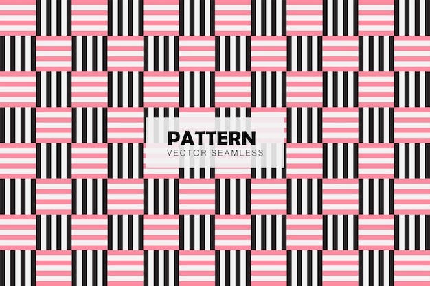 Geometric lines black and pink vector seamless repeat pattern
