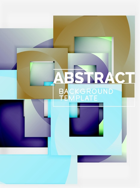 Geometric minimal abstract background with multicolored squares composition